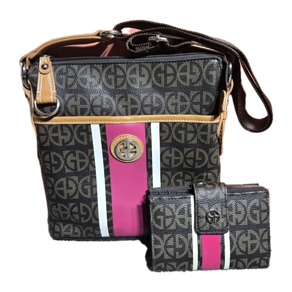 Giani‎ Bernini Set Block Signature Purple Stripe Crossbody Bag & Matching Wallet